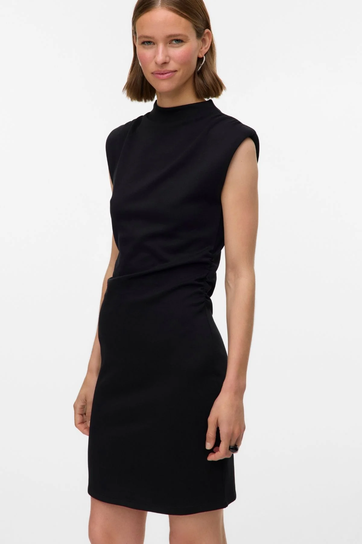 Vestido corto de cuello alto Nelli - Negro