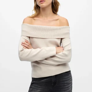 Reynard Off Shoulder Knit - Silver Grey