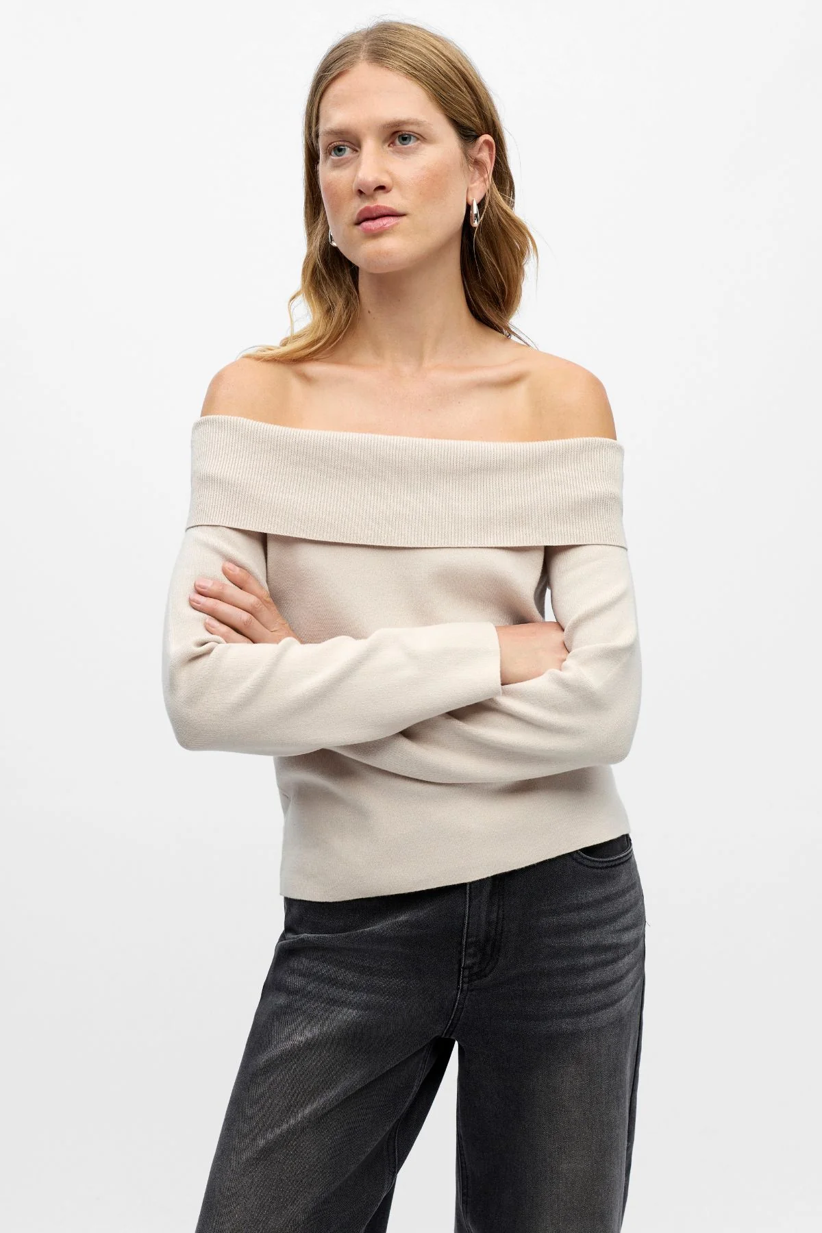 Reynard Off Shoulder Knit - Silver Grey