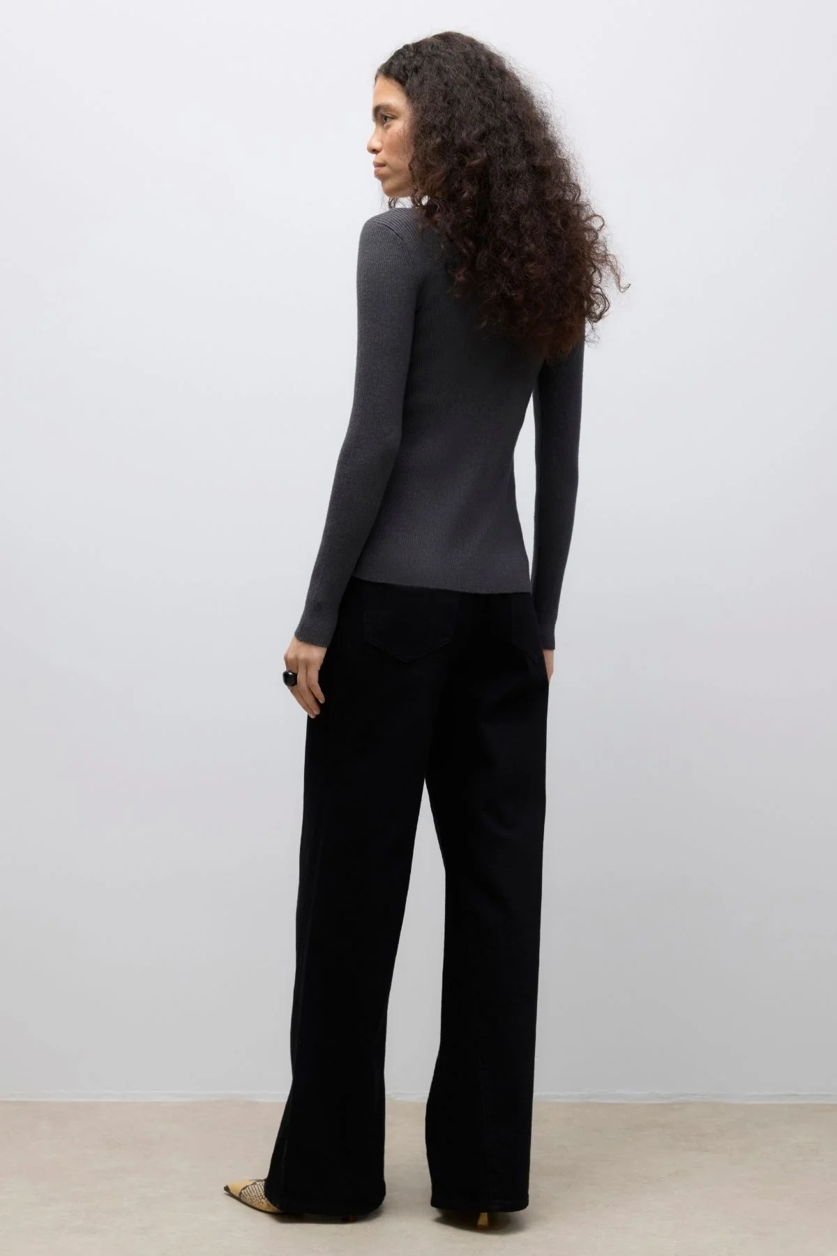 Cárdigan de punto de cuello O Ukino - Melange gris oscuro - Imagen 4