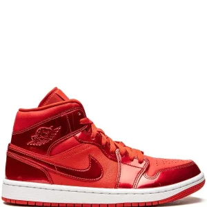 N370O Jordan tenis Air Jordan 1 Mid charol rojo