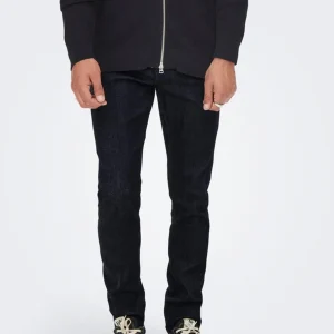 Jeans crudos de telar delgados - mezclilla azul