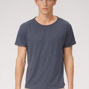 Camiseta con cuello profundo - Azul Jaspeado