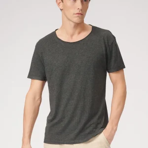 Camiseta con cuello profundo - Gris oscuro