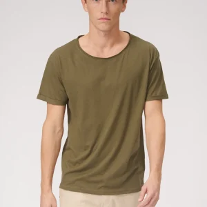 Camiseta con cuello profundo - Verde oliva