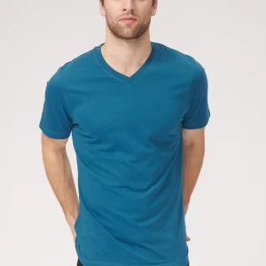 Basic Camiseta cuello pico - Azul Petróleo