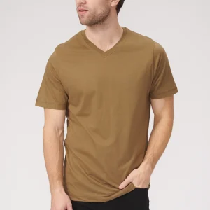 Basic Camiseta con cuello de pico - Oliva