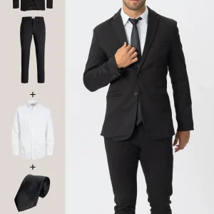 The Original Performance Traje (negro) + camisa, corbata y zapatos James - Oferta de paquete