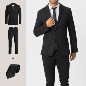 The Original Performance Suit™️ (Negro) + Corbata - Paquete completo