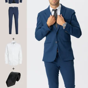 The Original Performance Traje (azul) + camisa, corbata y zapatos James - Oferta de paquete