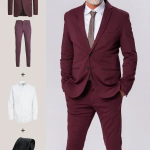 The Original Performance Suit™️ (Borgoña) + Camisa y Corbata - Paquete especial