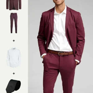 The Original Performance Suit™️ (Borgoña) + Camisa y Corbata - Paquete (V.I.P)
