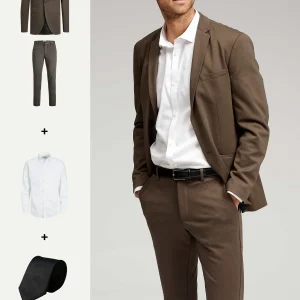 The Original Performance Suit™️ (Marrón Oscuro) + Camisa y Corbata - Paquete (V.I.P)