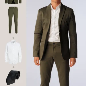 The Original Performance Traje (verde oscuro) + camisa, corbata y zapatos James - Oferta de paquete