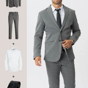 The Original Performance Suit™️ (Gris Oscuro) + Camisa y Corbata - Package Deal