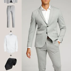 The Original Performance Traje (gris claro) + camisa, corbata y zapatos James - Oferta de paquete