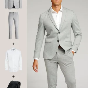 The Original Performance Suit™️ (Gris claro) + Camisa y Corbata - Paquete especial