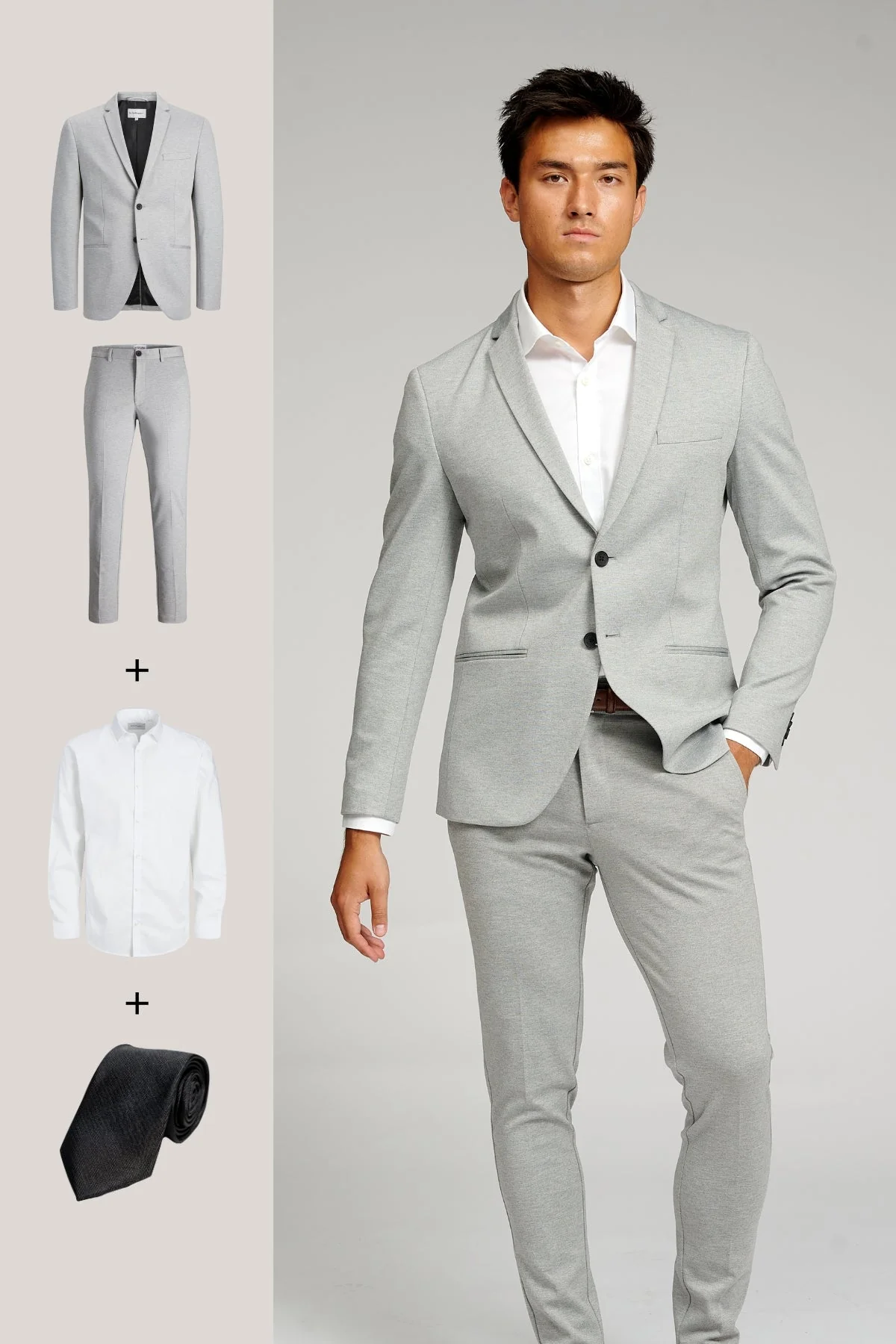 The Original Performance Suit™️ (Gris claro) + Camisa y Corbata - Paquete especial
