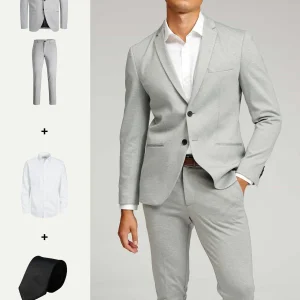 The Original Performance Suit™️ (Gris claro) + Camisa y Corbata - Paquete (V.I.P)