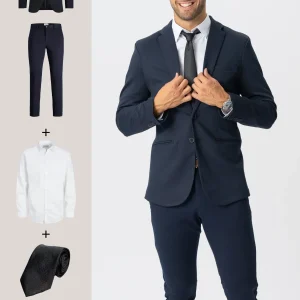 The Original Performance Traje (azul marino) + camisa, corbata y zapatos James - Oferta de paquete