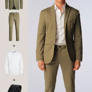 The Original Performance Suit™️ (Oliva) + Camisa y Corbata - Paquete Especial