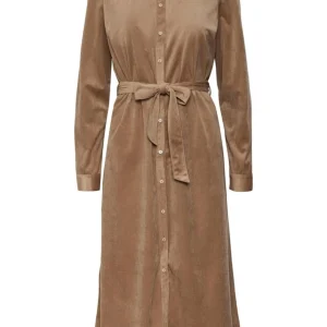 Vestido de camisa de pantorrilla de Ida - Mink plateado