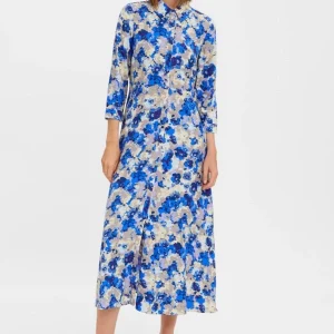 Vestido de camisa Elly 3/4 - Azul Náutico