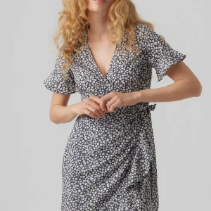 Vestido de henna mini envoltura - China azul