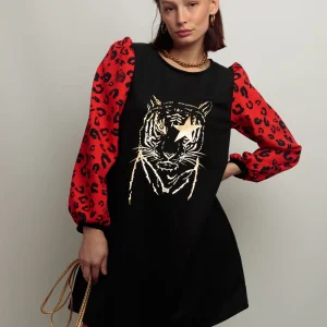 Vestido Abullonado Felino Oro