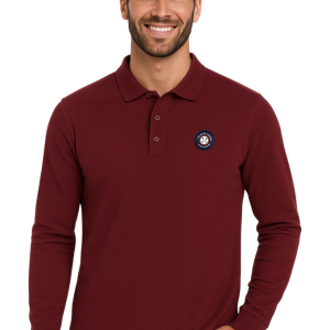 Polo Burdeos Hombre de Manga Larga Urban Button