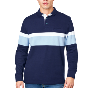 Polo manga larga azul raya pecho Sts